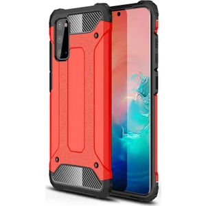 noktaks - Samsung Galaxy S20 FE - Kılıf Çift Katman Zırh Tank Crash Military Kapak - Kırmızı - T15162