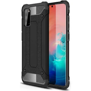noktaks - Samsung Galaxy S20 FE - Kılıf Çift Katman Zırh Tank Crash Military Kapak - Siyah - T15162