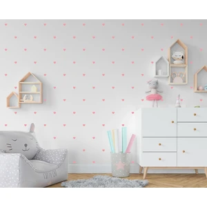 Elka Bayrak 2,4 cm Mat Pembe Kalp Desenli Duvar Sticker 150 Adet