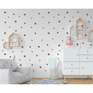 Elka Bayrak 3-4-5 cm Mat Gri Kenarları Oval Yıldızlar Duvar Sticker 100 Adet