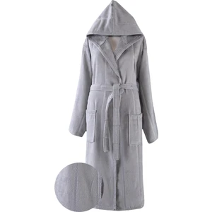 Pamuk Kapüşonlu Unisex S M Bornoz  Lara Gri