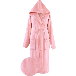 Pamuk Kapüşonlu Unisex S M Bornoz  Lara Pudra