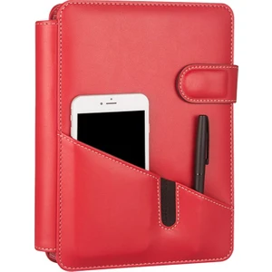 Diplomat Telefon Kılıflı 4 Halkalı Organizer Çizgili Defterli 15 x 21 cm  Kırmızı