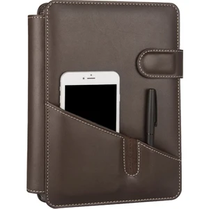 Diplomat Telefon Kılıflı 4 Halkalı Organizer Kareli Defterli 15 x 21 cm  Kahve
