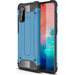 Case 4U Samsung Galaxy S20 FE Uyumlu Kılıf Çift Katmanlı Zırh Koruma Tank Crash Arka Kapak Mavi