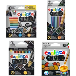 Metalik Seri Kuruboya + Pastel Boya + Keçeli Boya + Guaj Boya 4'lü Set