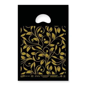 Siyah-Altın Desenli Mini Hışır Çanta Poşet 14 Mic 30 x 45 cm 100'LU