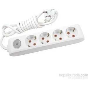 3 Mt. Anahtarlı Kablolu Dörtlü Priz