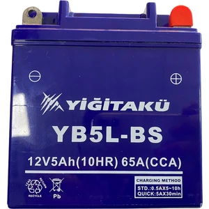 Yiğit Akü Motorsiklet Aküsü 12 V 5 Ah YB5L Yiğit Akü  Boyut Ölçüleri 119*60*129CM