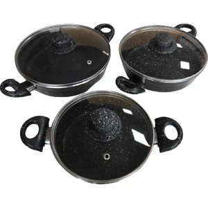 Özgüven Defne 6 Parça Granit Sahan Set Cam Kapaklı