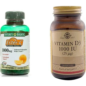 Natures Bounty Ester C - 1000 Mg 60 Tablet + Solgar D3 100 Tablet
