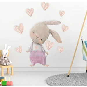 Sevimli Tavşan ve Kalpler Çocuk Bebek Odası Sticker