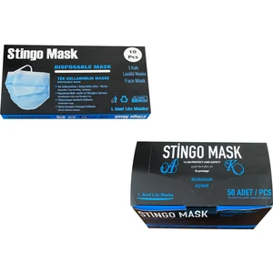 Mask 3 Katlı Telli Tek Kullanımlık Maske Pamuk Kulaklıklı 50'li + 10'lu
