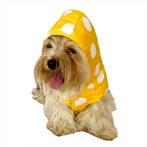 Puantiyeli Sarı Yağmurluk Kapşonlu  Köpek Yağmurluğu XL