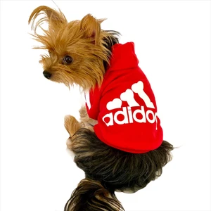 Kırmızı Adidog Kapşonlu Köpek Sweatshirt Köpek Kazağı XL