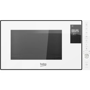 Beko 900 W Güçte Beyaz Renkli Ankastre Mikrodalga Fırın 25 Litre Kapasite ve Izgara