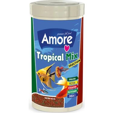 Amore Tropical Mix Selection 1000ML Bitkisel Protein Karışık Lepistes Moli Tetra Kılıç Tropikal