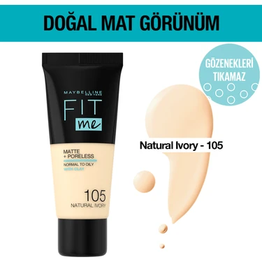Maybelline New York Fit Me Matte Fondöten -105 Natural