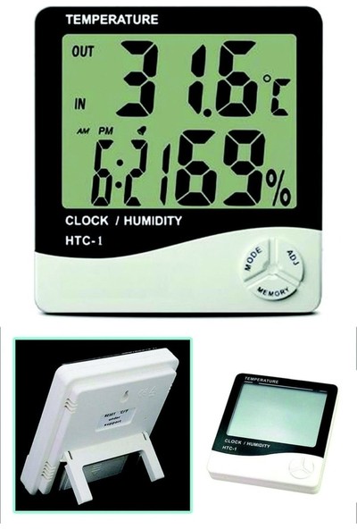 Fitfiyat Duvar Tipi Masaüstü Dijital Termometre Saat Nem Ölçer Sıcaklık