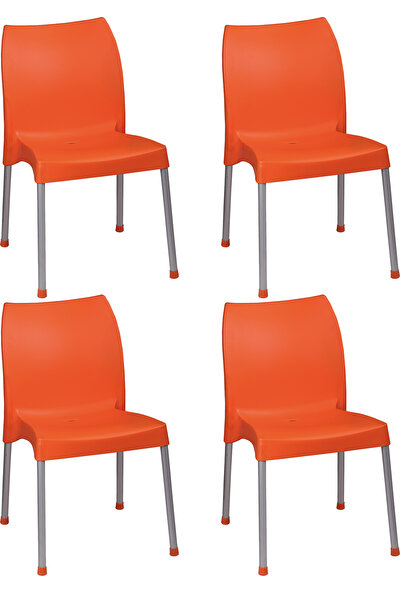 Romanoset Hilal Metal Ayaklı Plastik Sandalye 4 Lü Set