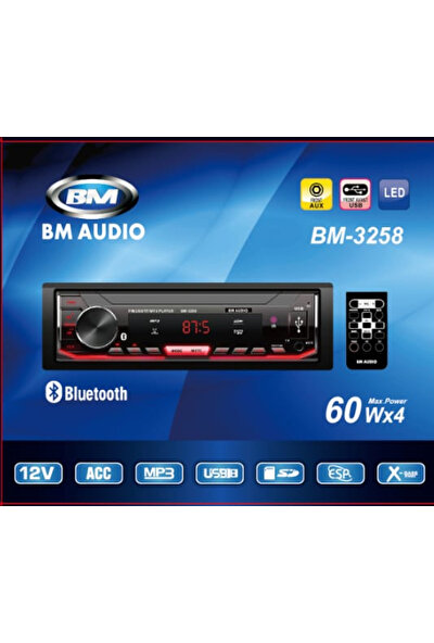 Bm Audio BM-3258 Bluetoohlu USB Aux Özellikli 4*60 Yüksek Ses Çıkışlı Oto Teyp