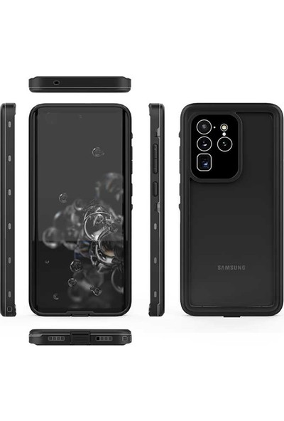 Nihcase Samsung Galaxy S20 Ultra Kılıf Çift Katmanlı 360 Profesyonel Su Geçirmez Siyah