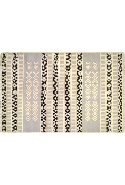 Giz Home Dove Pamuklu Halı 80X150 Gri Siyah 043