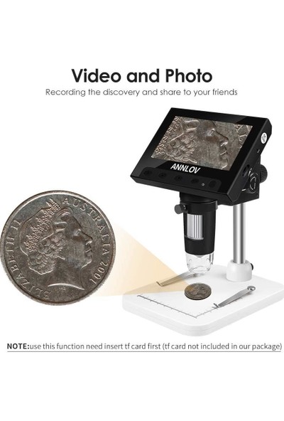 Annlov LCD Digital Microscope, 4.3 Inch USB Microscope
