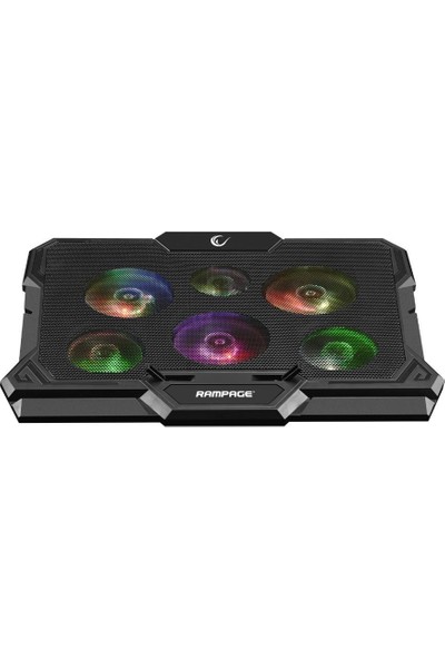 Rampage AD-RC10 X-Gust Siyah 6 Fanlı Rainbow Işıklandırmalı Notebook Soğutucu Stand