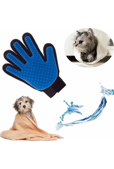 True Touch Kedi Köpek Tüy Toplama Eldiveni Mavi