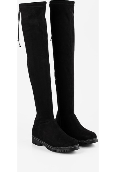 Gökhan Talay Siyah Kadın Dizüstü Çorap Çizme