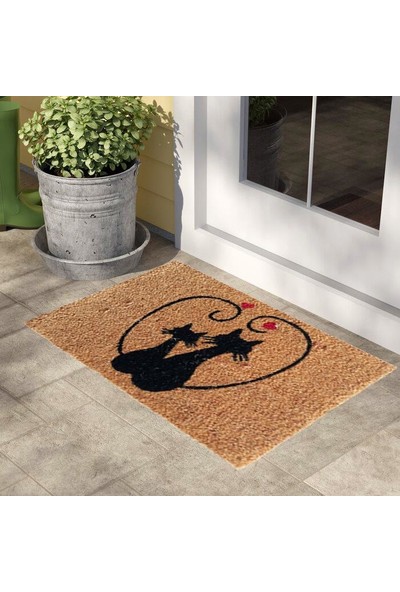 Giz Home Koko Kapı Paspası 35X60 Kuyruklu Kedi