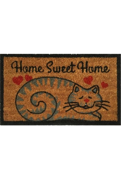 Giz Home Koko Kapı Paspası 35X60 Cm Bej Kalpli Kedi
