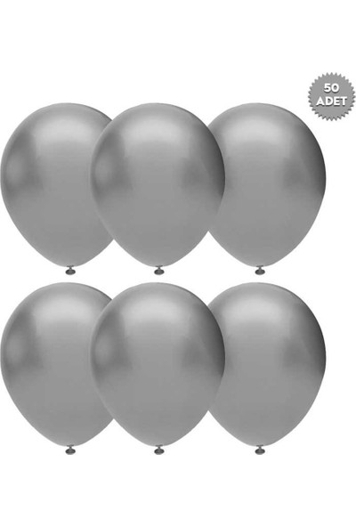 Big Party Store Gümüş Metalik Balon 50 Li