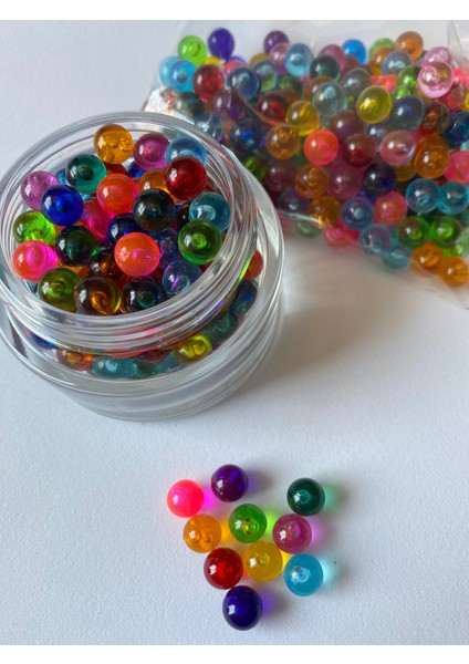 100gr Karışık Renkli Deliksiz Kabak Boncuğu / Su Kabağı Boncuk 8 mm
