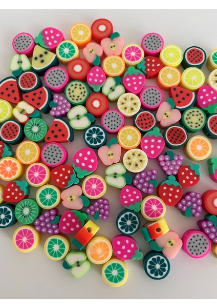 Polimer Kil Fimo Karışık Meyve Boncuk 10 mm