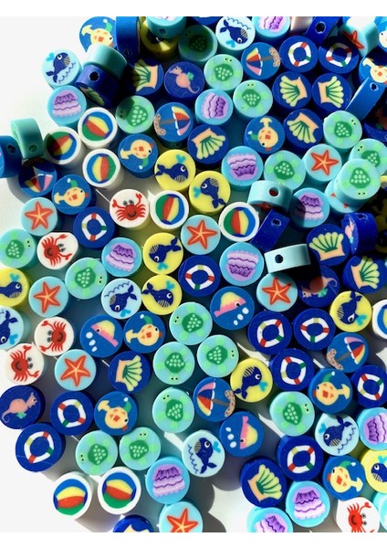 10 mm Polimer Kil Fimo Okyanus - Deniz Hayvanları Boncuk