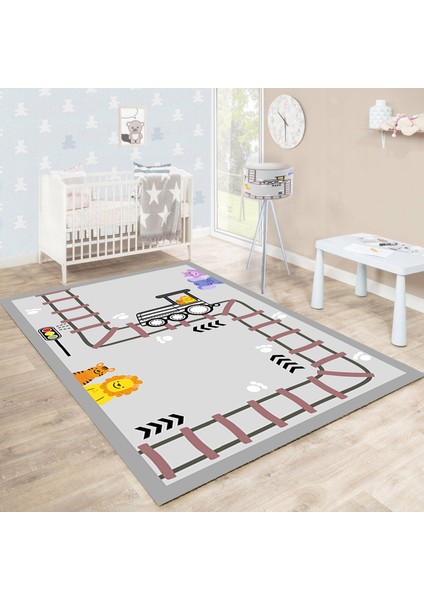 Bebişim Tren BH2322 100 x 150 Çocuk Odası Halısı