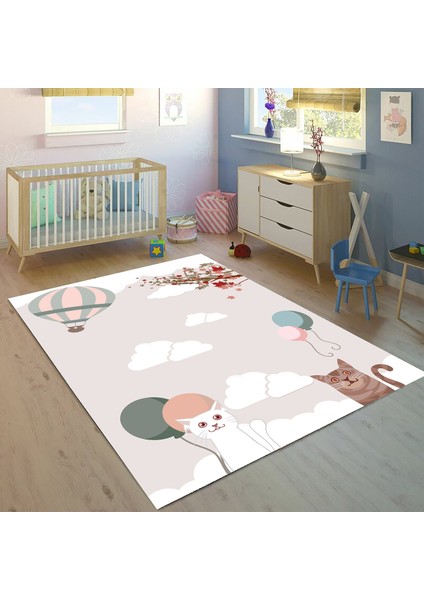 Bebişim Sevimli Kedi BH2368 100 x 150 Çocuk Odası Halısı