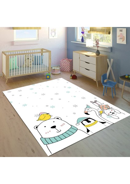 Bebişim Sevimli Hayvanlar BH2374 100 x 150 Çocuk Odası Halısı