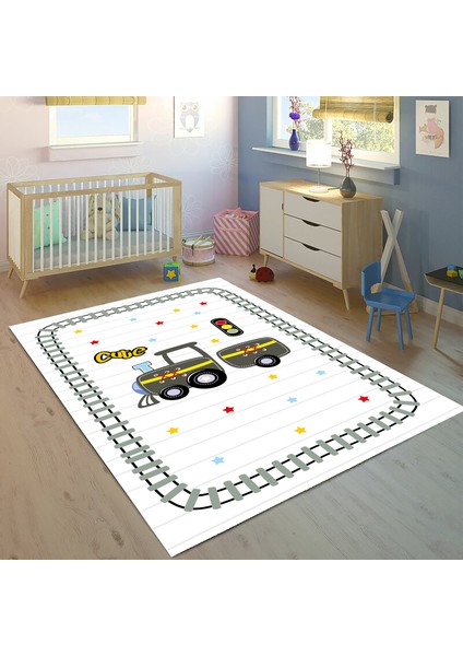 Bebişim Trenli BH2379 100 x 150 Çocuk Odası Halısı