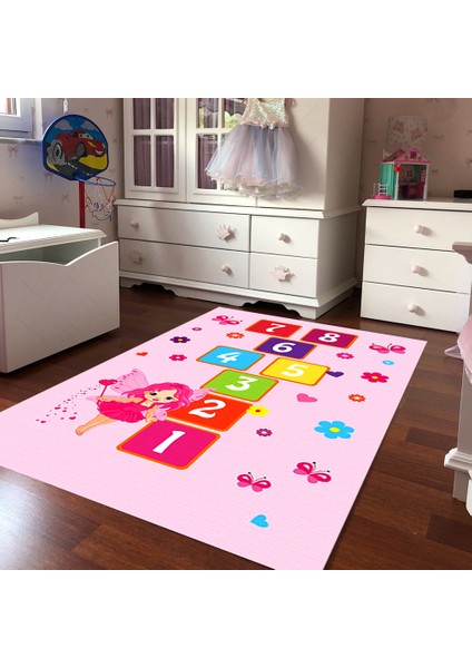 Kaymaz Dot Taban Yıkanabilir Dijital Baskı Oyun Desenli Çocuk Halısı 140 x 220