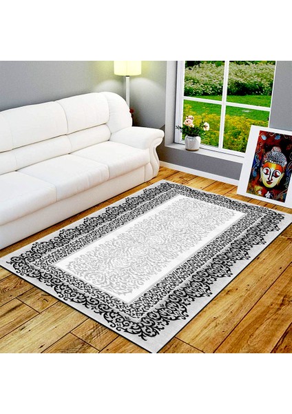 Kaymaz Dot Taban Yıkanabilir Dijital Baskı El İşi Desenli Salon Halısı 80 x 100