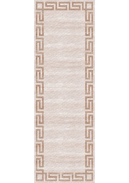 Kaymaz Dot Taban Yıkanabilir Dijital Baskı Geometrik Vizon Desenli Mutfak Halısı 80 x 100