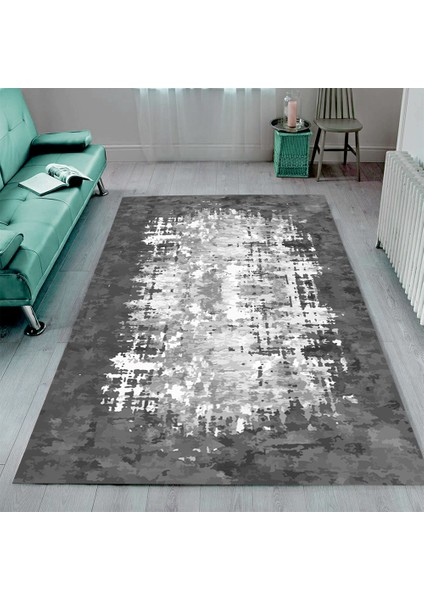 Kaymaz Dot Taban Yıkanabilir Dijital Baskı Mat Eskitme Desenli Salon Halısı 100 x 600