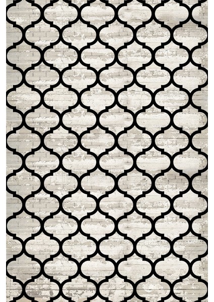 Kaymaz Dot Taban Yıkanabilir Dijital Baskı Oval Geometrik Desenli Salon Halısı 80 x 100
