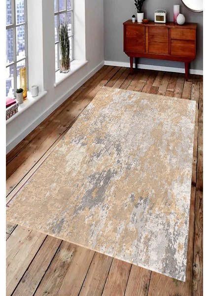 Kaymaz Dot Taban Yıkanabilir Dijital Baskı Gölgeli Eskitme Desenli Salon Halısı 200 x 300