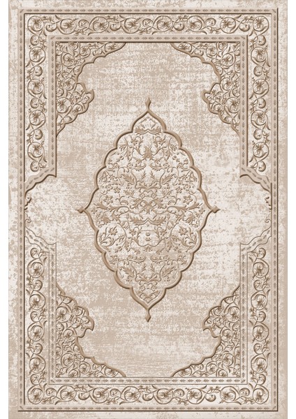 Kaymaz Dot Taban Yıkanabilir Dijital Baskı Çiçek Çerçeve Motif Desenli Salon Halısı 80 x 250
