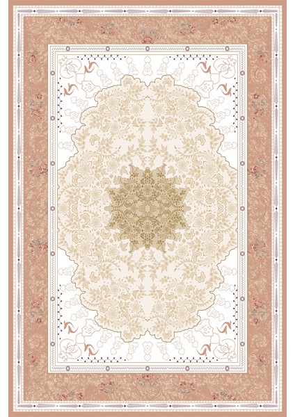 Kaymaz Dot Taban Yıkanabilir Dijital Baskı Tarihi Motifli Çerçeve Desenli Salon Halısı 80 x 120 fiyatları