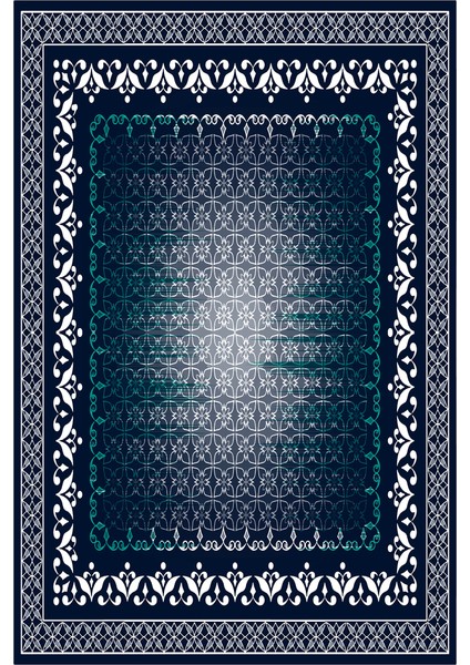 Kaymaz Dot Taban Yıkanabilir Dijital Baskı Eski Motif Desenli Salon Halısı 100 x 600